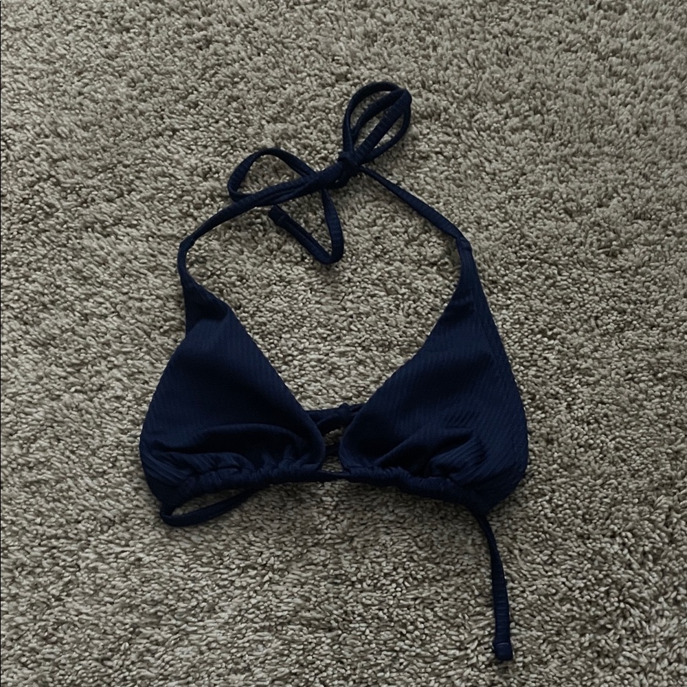 Hollister Navy Blue Triangle Halter Bikini Top